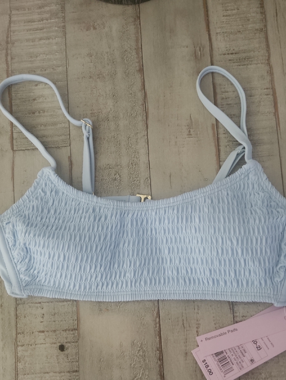 Wild Fable Light Blue Smocked Bralette/bikini Top